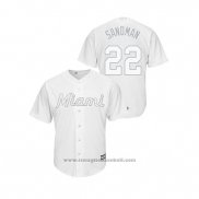 Maglia Baseball Uomo Miami Marlins Sandy Alcantara 2019 Players Weekend Replica Bianco