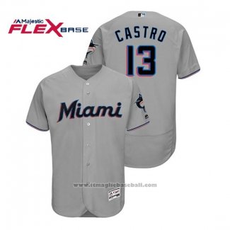 Maglia Baseball Uomo Miami Marlins Starlin Castro Flex Base Autentico Collection Road 2019 Grigio