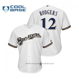 Maglia Baseball Uomo Milwaukee Brewers Aaron Rodgers Cool Base Crossover Bianco