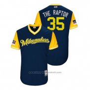 Maglia Baseball Uomo Milwaukee Brewers Brent Suter 2018 LLWS Players Weekend The Raptor Blu