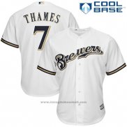 Maglia Baseball Uomo Milwaukee Brewers Eric Thames Bianco Giocatore Cool Base