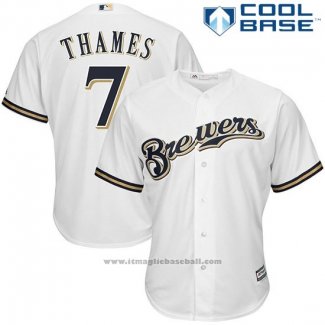 Maglia Baseball Uomo Milwaukee Brewers Eric Thames Bianco Giocatore Cool Base