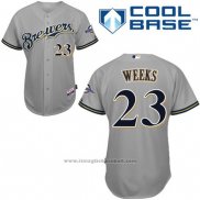 Maglia Baseball Uomo Milwaukee Brewers Grigio Rickie Weeks Cool Base Giocatore