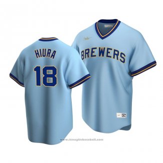 Maglia Baseball Uomo Milwaukee Brewers Keston Hiura Cooperstown Collection Road Blu