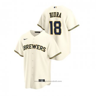 Maglia Baseball Uomo Milwaukee Brewers Keston Hiura Replica Home Crema