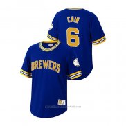 Maglia Baseball Uomo Milwaukee Brewers Lorenzo Cain Cooperstown Collection Blu