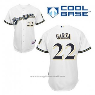 Maglia Baseball Uomo Milwaukee Brewers Matt Garza 22 Bianco Home Cool Base