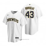 Maglia Baseball Uomo Milwaukee Brewers Mike Brosseau Replica Alternato Bianco