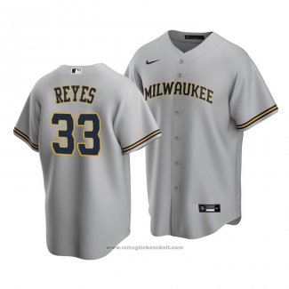 Maglia Baseball Uomo Milwaukee Brewers Pablo Reyes Replica Grigio