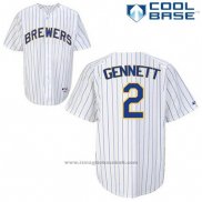 Maglia Baseball Uomo Milwaukee Brewers Scooter Gennett 2 Bianco Cool Base