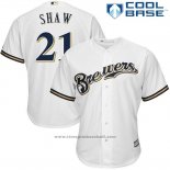 Maglia Baseball Uomo Milwaukee Brewers Travis Shaw Bianco Cool Base