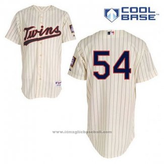 Maglia Baseball Uomo Minnesota Twins Ervin Santana 54 Crema Alternato Cool Base