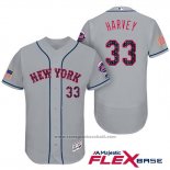 Maglia Baseball Uomo New York Mets 2017 Stelle e Strisce Matt Harvey Grigio Flex Base
