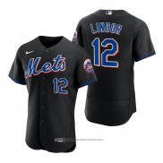 Maglia Baseball Uomo New York Mets Francisco Lindor 2022 Autentico Alternato Nero