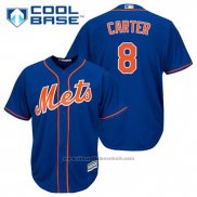 Maglia Baseball Uomo New York Mets Gary Carter 8 Blu Alternato Home Cool Base
