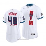 Maglia Baseball Uomo New York Mets Jacob Degrom 2021 All Star Autentico Bianco