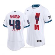Maglia Baseball Uomo New York Mets Jacob Degrom 2021 All Star Autentico Bianco