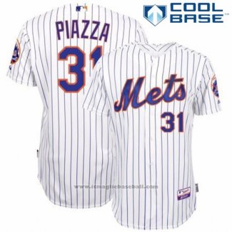 Maglia Baseball Uomo New York Mets Mike Piazza Home Bianco Cool Base