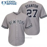 Maglia Baseball Uomo New York Yankees 27 Giancarlo Stanton Grigio Replica Giocatore Cool Base