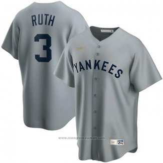 Maglia Baseball Uomo New York Yankees Babe Ruth Road Cooperstown Collection Grigio