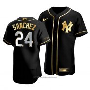 Maglia Baseball Uomo New York Yankees Gary Sanchez Golden Edition Autentico Nero