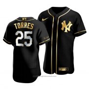 Maglia Baseball Uomo New York Yankees Gleyber Torres Golden Edition Autentico Nero