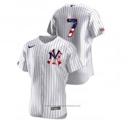 Maglia Baseball Uomo New York Yankees Mickey Mantle 2020 Stars & Stripes 4th of July Bianco