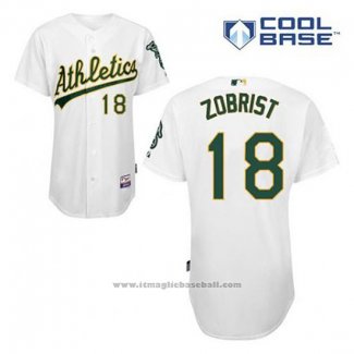 Maglia Baseball Uomo Oakland Athletics Ben Zobrist 18 Bianco Home Cool Base