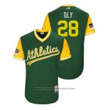 Maglia Baseball Uomo Oakland Athletics Matt Olson 2018 LLWS Players Weekend Oly Verde