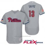 Maglia Baseball Uomo Philadelphia Phillies 2017 Stelle e Strisce Frojody Galvis Grigio Flex Base