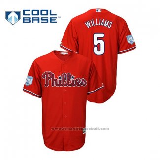 Maglia Baseball Uomo Philadelphia Phillies Nick Williams 2019 Allenamento Primaverile Cool Base Rosso