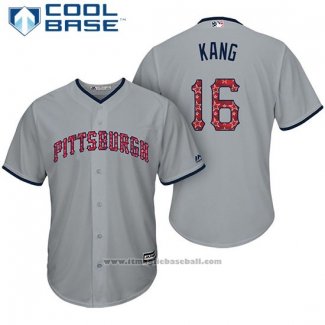 Maglia Baseball Uomo Pittsburgh Pirates 2017 Stelle e Strisce Jung Ho Kang Grigio Cool Base