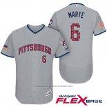 Maglia Baseball Uomo Pittsburgh Pirates 2017 Stelle e Strisce Starling Marte Grigio Flex Base