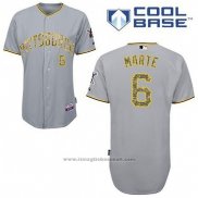 Maglia Baseball Uomo Pittsburgh Pirates Starling Marte 6 Grigio Usmc Cool Base