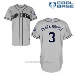 Maglia Baseball Uomo San Diego Padres Derek Norris 3 Grigio Cool Base