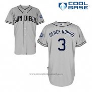 Maglia Baseball Uomo San Diego Padres Derek Norris 3 Grigio Cool Base