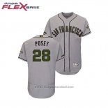 Maglia Baseball Uomo San Francisco Giants Buster Posey 2018 Memorial Day Flex Base Grigio