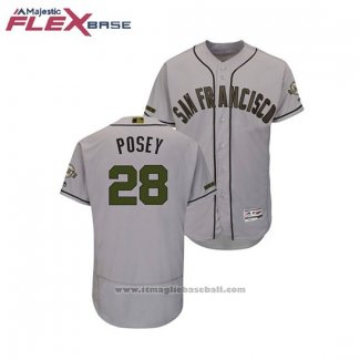 Maglia Baseball Uomo San Francisco Giants Buster Posey 2018 Memorial Day Flex Base Grigio