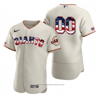 Maglia Baseball Uomo San Francisco Giants Personalizzate Stars & Stripes 4th Of July Crema