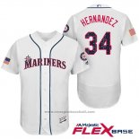 Maglia Baseball Uomo Seattle Mariners 2017 Stelle e Strisce Felix Hernandez Bianco Flex Base