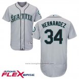 Maglia Baseball Uomo Seattle Mariners 34 Felix Hernandez Grigio Flex Base