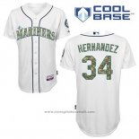 Maglia Baseball Uomo Seattle Mariners Felix Hernandez 34 Bianco Usmc Cool Base