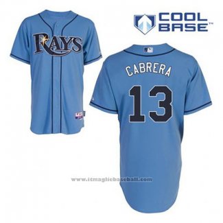 Maglia Baseball Uomo Tampa Bay Rays Asdrubal Cabrera 13 Blu Alternato Cool Base