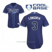 Maglia Baseball Uomo Tampa Bay Rays Evan Longoria 3 Alternato Cool Base Blu