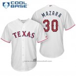 Maglia Baseball Uomo Texas Rangers 2017 Stelle e Strisce Nomar Mazara Bianco Cool Base