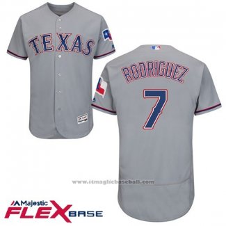 Maglia Baseball Uomo Texas Rangers 7 Pudge Rodriguez Grigio 2017 Flex Base