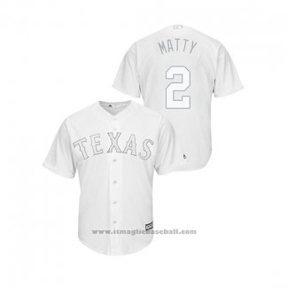 Maglia Baseball Uomo Texas Rangers Jeff Mathis 2019 Players Weekend Replica Bianco