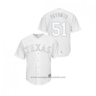 Maglia Baseball Uomo Texas Rangers Pedro Payano 2019 Players Weekend Replica Bianco