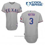 Maglia Baseball Uomo Texas Rangers Russell Wilson 3 Grigio Cool Base
