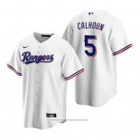 Maglia Baseball Uomo Texas Rangers Willie Calhoun Replica Home Bianco